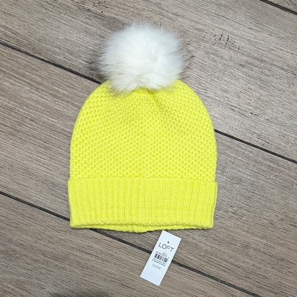 NWT LOFT Bright Yellow Knit Scarf and Hat Set - Picture 2 of 5